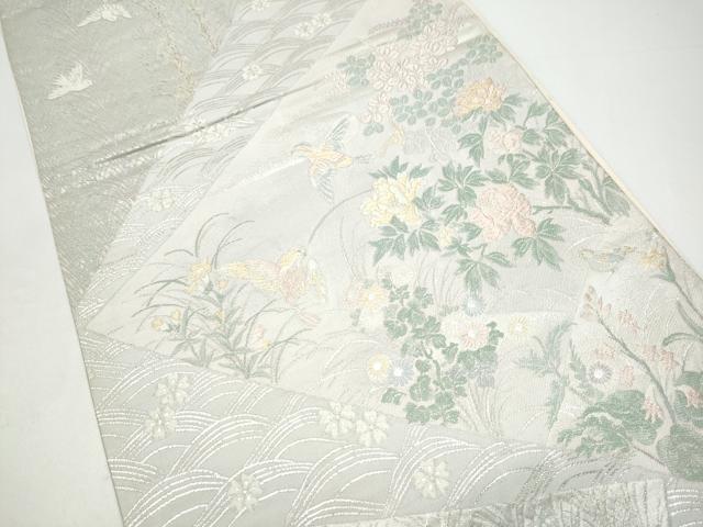 平和屋着物●六通柄袋帯 花鳥文 金銀糸 正絹 逸品 CABH4995hy