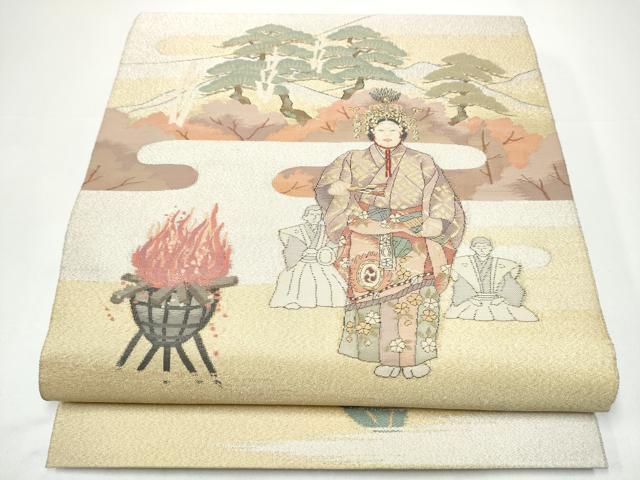 平和屋着物●爪掻き本綴れ 六通柄袋帯 人物風景文 金銀糸 正絹 逸品 CABH4996hy