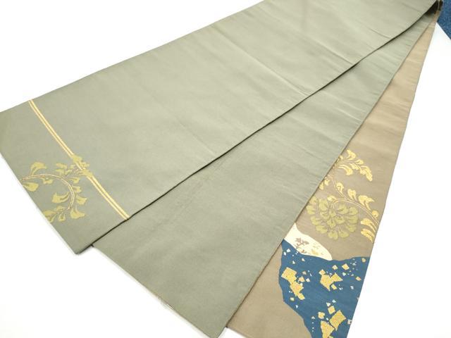 平和屋着物●爪掻き本綴れ 太鼓柄袋帯 更紗花唐草文 金糸 正絹 逸品 CABH5000hy