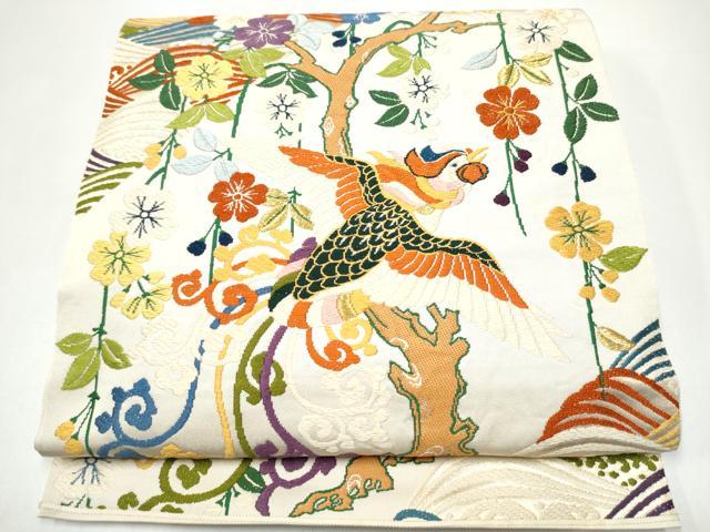 平和屋着物●六通柄 本袋帯 唐織 鳳凰花文 金糸 正絹 逸品 CABH5002hy