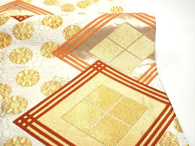 平和屋着物●西陣 河合美術織物謹製 六通柄袋帯 唐織 菱花文 金糸 正絹 逸品 CABH5009hy