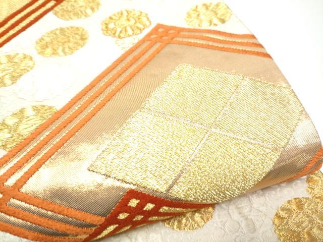 平和屋着物●西陣 河合美術織物謹製 六通柄袋帯 唐織 菱花文 金糸 正絹 逸品 CABH5009hy