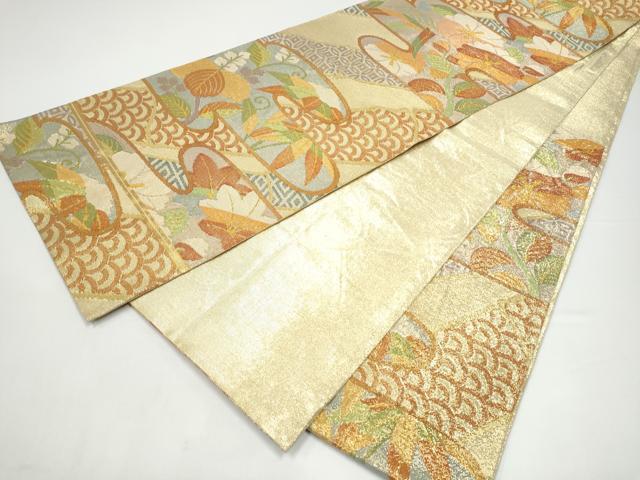 平和屋着物●西陣 川島織物 本金 六通柄袋帯 エ霞草花文 正絹 逸品 CABH5033hy