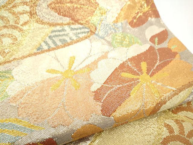 平和屋着物●西陣 川島織物 本金 六通柄袋帯 エ霞草花文 正絹 逸品 CABH5033hy