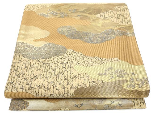 平和屋着物▼六通柄袋帯 雲重ね飛鳥文 金彩 正絹 逸品 CABH5034hy