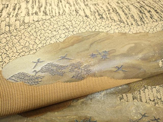 平和屋着物▼六通柄袋帯 雲重ね飛鳥文 金彩 正絹 逸品 CABH5034hy