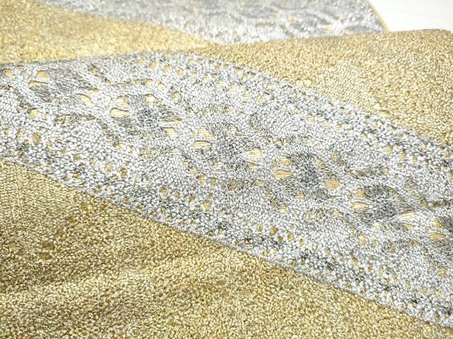 平和屋着物●太鼓柄袋帯 斜線花文 金銀糸 正絹 逸品 CABH5035hy