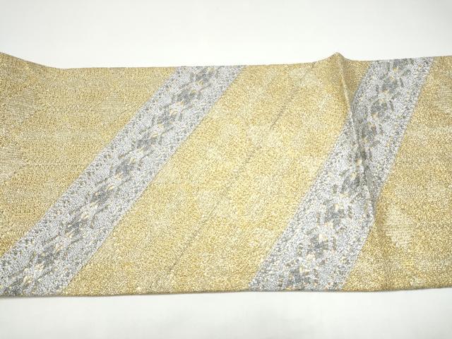 平和屋着物●太鼓柄袋帯 斜線花文 金銀糸 正絹 逸品 CABH5035hy