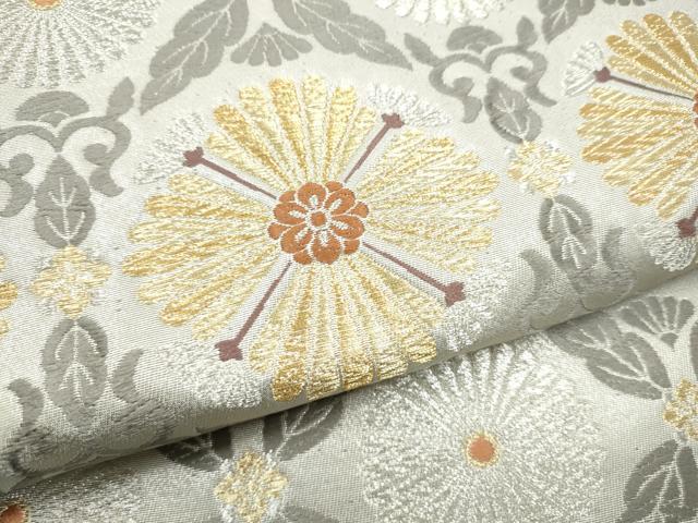 平和屋着物●六通柄袋帯 唐織 菊 金銀糸 正絹 逸品 CABH5037hy