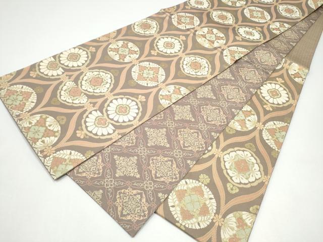 平和屋着物●両面 六通柄袋帯 立涌花文 金糸 正絹 逸品 CABH5039hy
