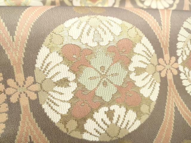 平和屋着物●両面 六通柄袋帯 立涌花文 金糸 正絹 逸品 CABH5039hy