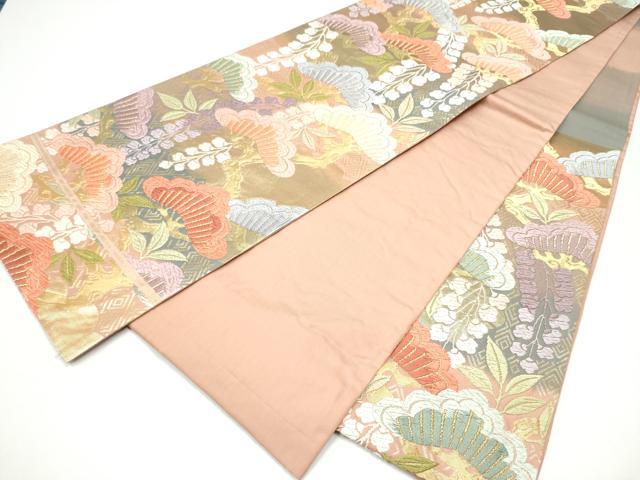 平和屋着物●六通柄袋帯 枝松文 金糸 正絹 逸品 CABH5050hy