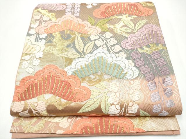 平和屋着物●六通柄袋帯 枝松文 金糸 正絹 逸品 CABH5050hy