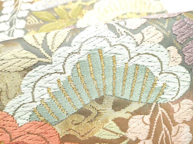 平和屋着物●六通柄袋帯 枝松文 金糸 正絹 逸品 CABH5050hy