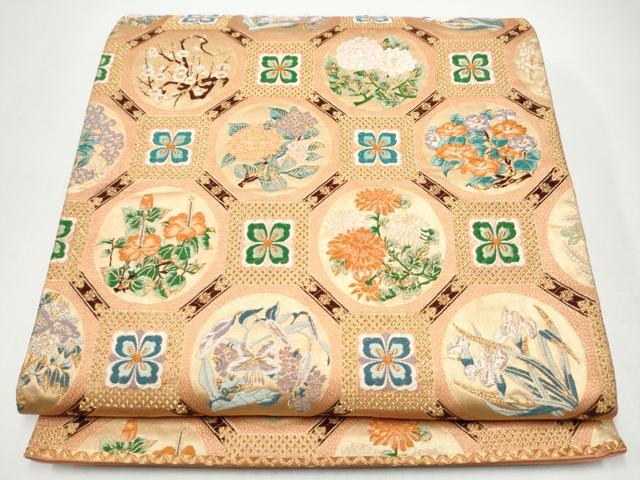 平和屋着物●六通柄袋帯 唐織 蜀江花丸文 金糸 正絹 逸品 CABH5051hy