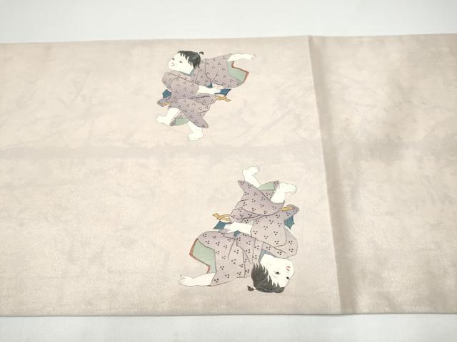 平和屋着物●太鼓柄袋帯 作家物 童子遊び 正絹 逸品 CABH5055hy