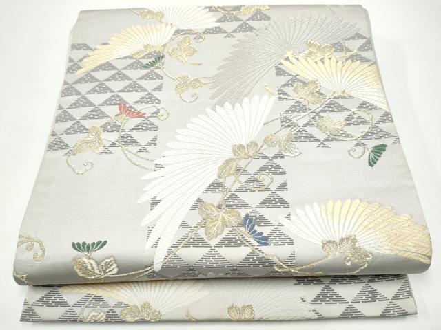 平和屋着物●六通柄袋帯 唐織 枝菊文 金糸 正絹 逸品 CABH5058hy