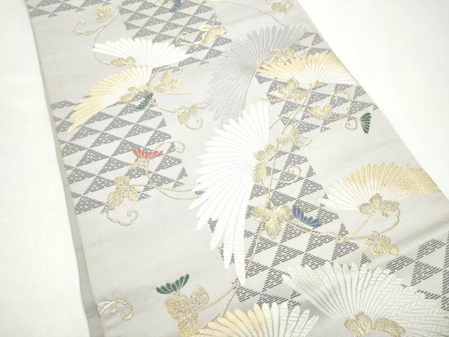 平和屋着物●六通柄袋帯 唐織 枝菊文 金糸 正絹 逸品 CABH5058hy
