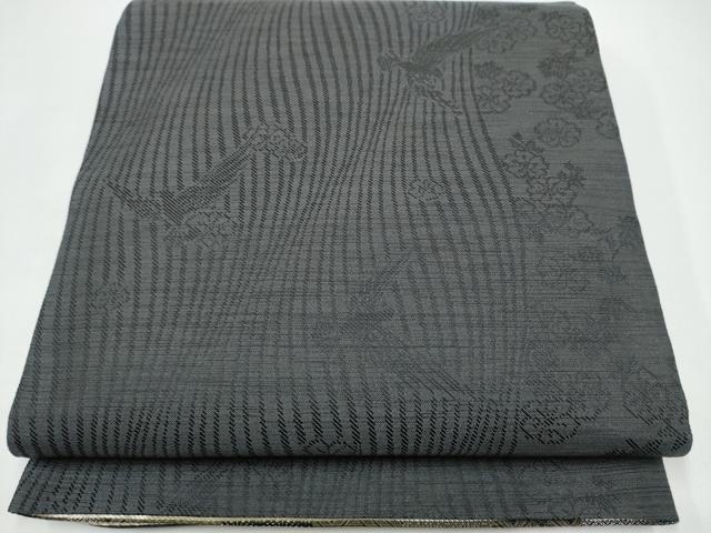平和屋着物●染色作家 斉藤三才 全通柄袋帯 市松吉祥文 銀糸 正絹 逸品 CABH5059hy