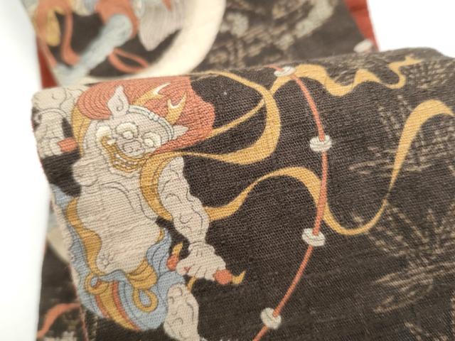 平和屋着物●男性 角帯 紬地 風神雷神 綿 逸品 CABH5076hy