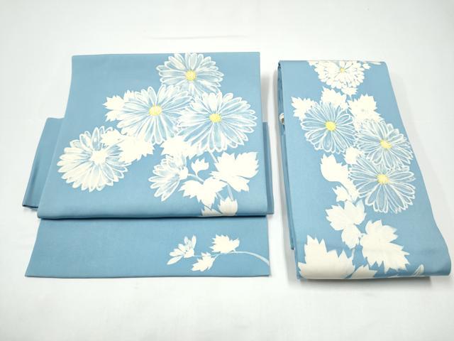 平和屋着物●塩瀬 つけ帯 ろうけつ染 菊 正絹 逸品 CABH5078hy