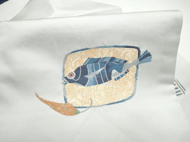 平和屋着物●九寸名古屋帯 魚 正絹 逸品 CABH5104hy