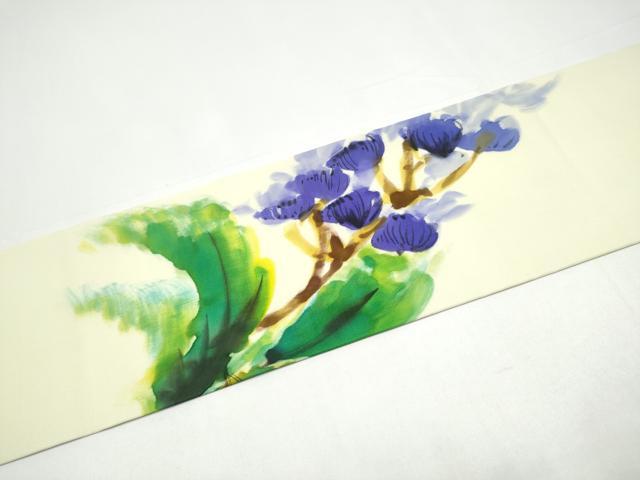 平和屋着物●塩瀬 九寸名古屋帯 手描き 枝花文 正絹 逸品 CABH5106hy