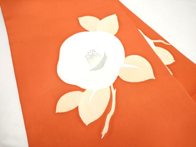 平和屋着物●塩瀬 九寸名古屋帯 刺繍 枝椿 金糸 正絹 逸品 CABH5116hy