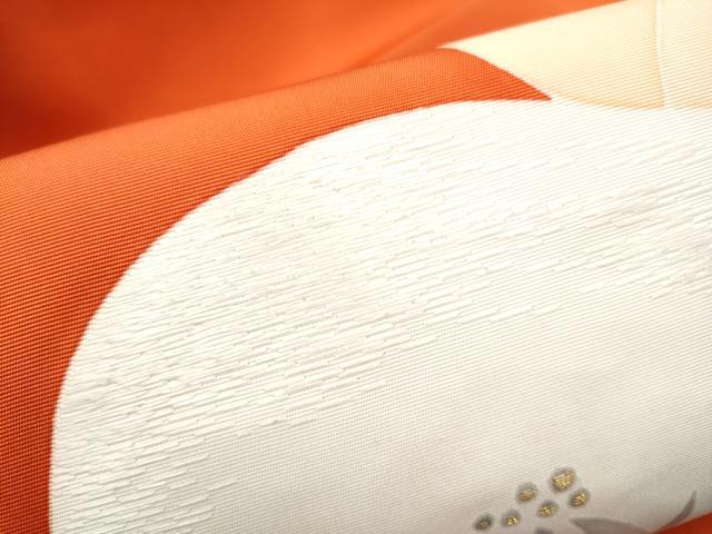 平和屋着物●塩瀬 九寸名古屋帯 刺繍 枝椿 金糸 正絹 逸品 CABH5116hy