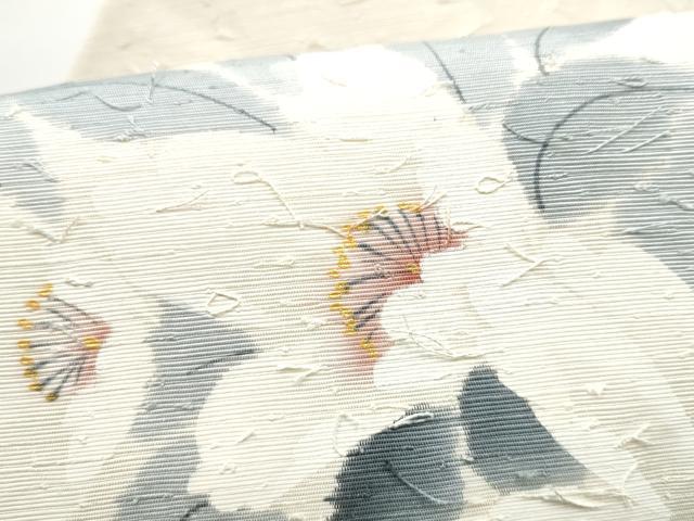 平和屋着物●九寸名古屋帯 作家物 手描き 枝花文 金彩 正絹 逸品 CABH5118hy