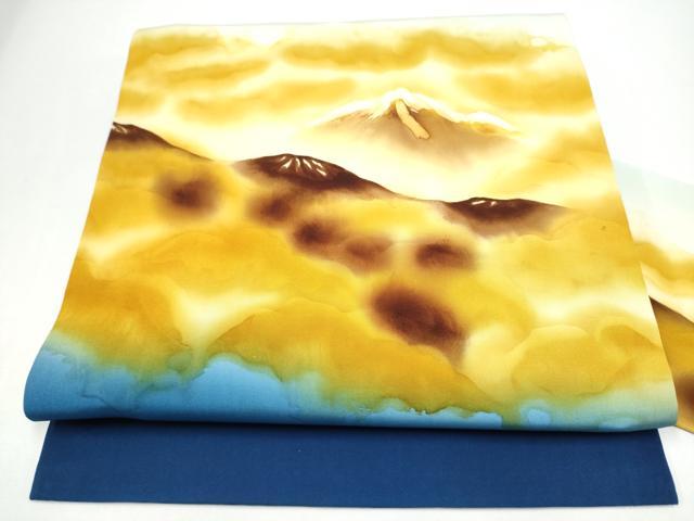 平和屋着物●塩瀬 九寸名古屋帯 ろうけつ染 遠山文 正絹 逸品 CABH5120hy