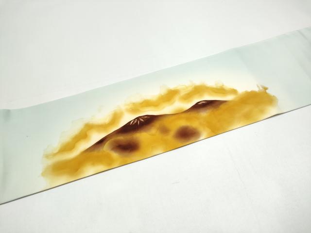平和屋着物●塩瀬 九寸名古屋帯 ろうけつ染 遠山文 正絹 逸品 CABH5120hy