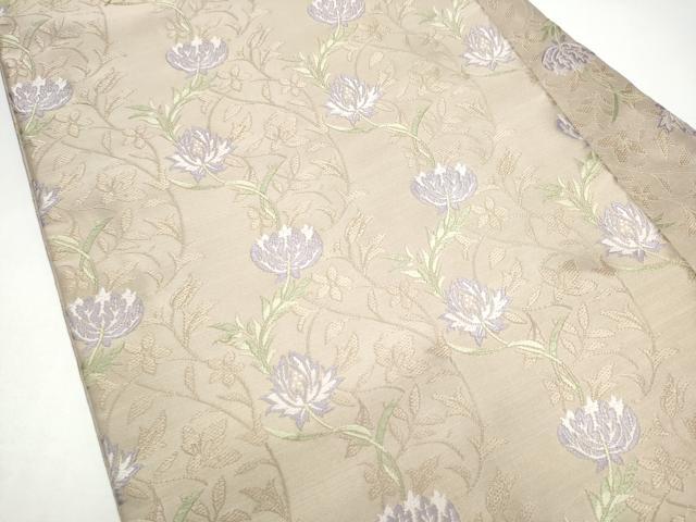 平和屋着物●全通柄 九寸名古屋帯 唐織 枝花文 金糸 正絹 逸品 CABH5130hy