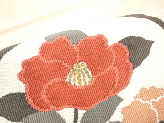 平和屋着物●八寸名古屋帯 綴れ 枝椿丸文 金糸 正絹 逸品 CABH5131hy