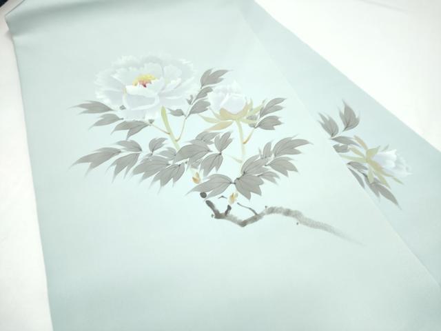 平和屋着物●染色作家 桐山紫香 九寸名古屋帯 手描き 牡丹 正絹 逸品 CABH5133hy