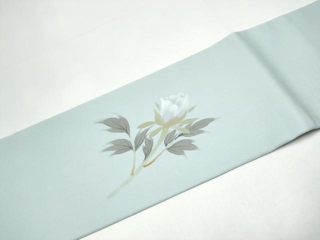 平和屋着物●染色作家 桐山紫香 九寸名古屋帯 手描き 牡丹 正絹 逸品 CABH5133hy
