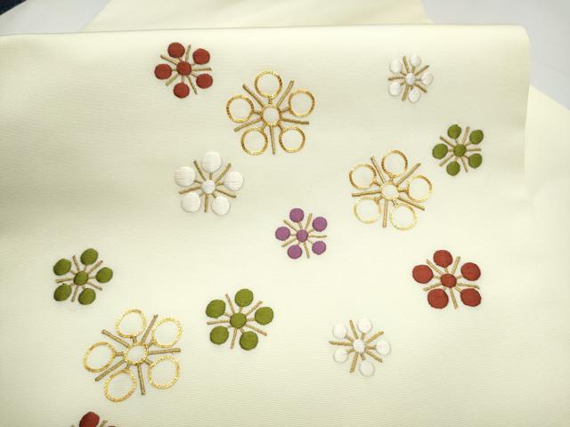 平和屋着物●九寸名古屋帯 総刺繍 駒刺繍 梅鉢 CABH5137hy