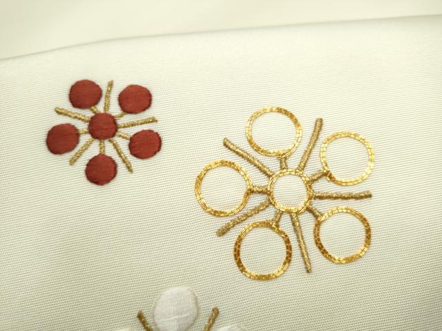 平和屋着物●九寸名古屋帯 総刺繍 駒刺繍 梅鉢 CABH5137hy