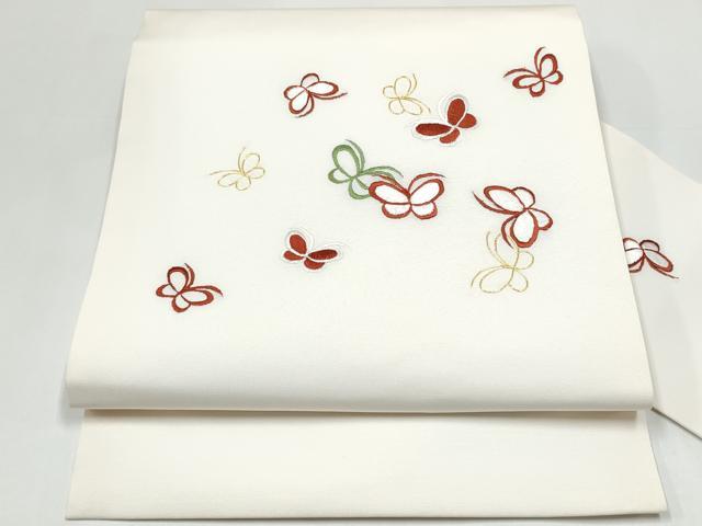 平和屋着物●九寸名古屋帯 総刺繍 駒刺繍 舞蝶文 CABH5138hy