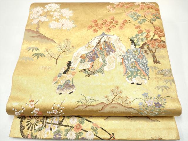 平和屋本店●西陣 長嶋成織物 ながしま帯 六通柄袋帯 王朝の雅 本金箔 瀞金錦 正絹 逸品 CABH5141hy