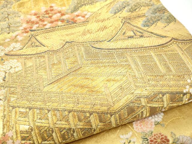 平和屋本店●西陣 長嶋成織物 ながしま帯 六通柄袋帯 京名所 本金箔 瀞金錦 正絹 逸品 CABH5143hy