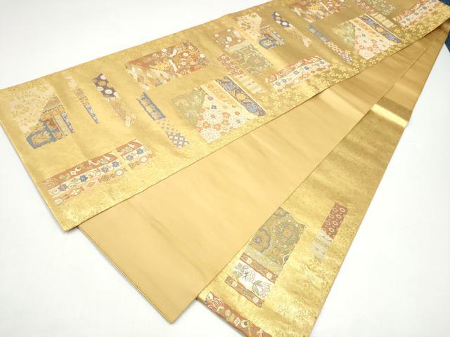 平和屋本店●西陣 長嶋成織物 ながしま帯 六通柄袋帯 名物裂文様 本金箔 瀞金錦 正絹 逸品 CABH5145hy