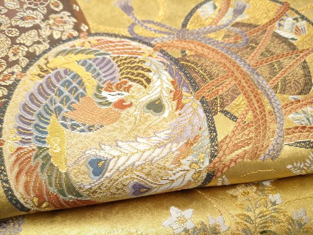 平和屋本店●西陣 長嶋成織物 ながしま帯 六通柄袋帯 天平楽器集 本金箔 瀞金錦 正絹 逸品 CABH5146hy