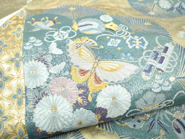 平和屋本店●西陣 長嶋成織物 ながしま帯 六通柄袋帯 鴛鴦宝尽くし花文 本金箔 瀞金錦 正絹 逸品 CABH5148hy