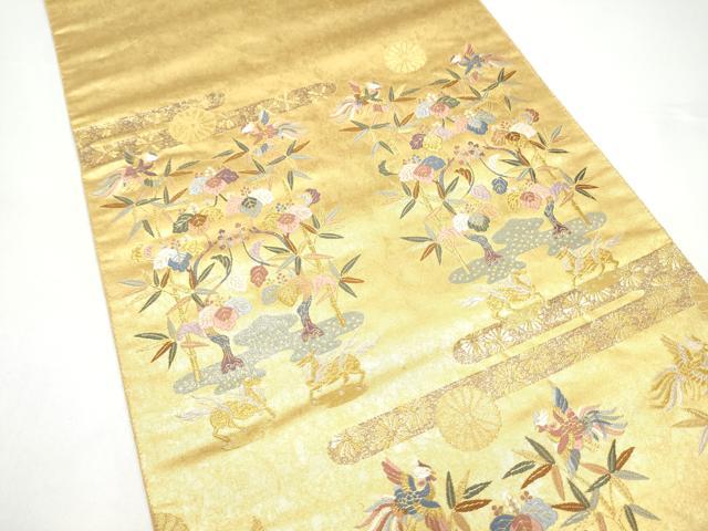 平和屋本店●西陣 長嶋成織物 ながしま帯 六通柄袋帯 唐織 桐竹鳳凰文様 本金箔 瀞金錦 正絹 逸品 CABH5154hy