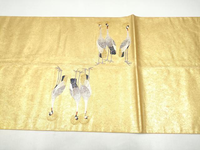 平和屋本店●西陣 長嶋成織物 ながしま帯 六通柄袋帯 作家物 冠鶴 本金箔 瀞金錦 正絹 逸品 CABH5156hy