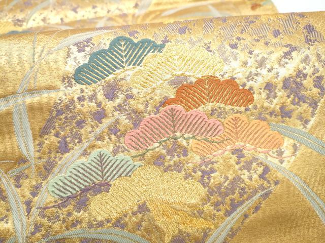 平和屋本店●西陣 長嶋成織物 ながしま帯 六通柄袋帯 武蔵野献上文 本金箔 瀞金錦 正絹 逸品 CABH5159hy
