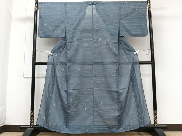 平和屋着物*夏物 小紋 絽 矢羽文 洗える着物 CABH5204xi