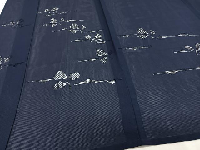 平和屋着物*夏物 無地絵羽訪問着 絽 草花文 鉄紺色 正絹 逸品 CABH5219xi