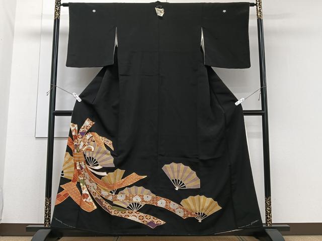 平和屋着物■豪華黒留袖 駒刺繍 束ね熨斗花文 金彩 正絹 逸品 未使用 CABH5261xi